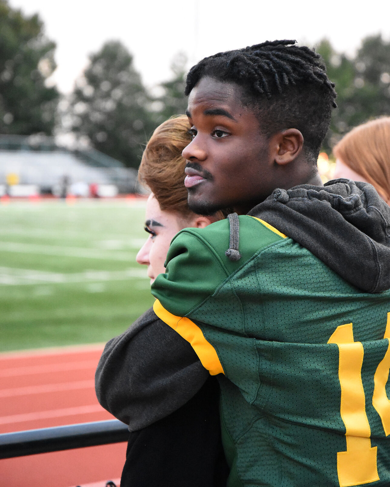 Kevin Ingram and Jesica Stringer embrace on Friday in Columbia